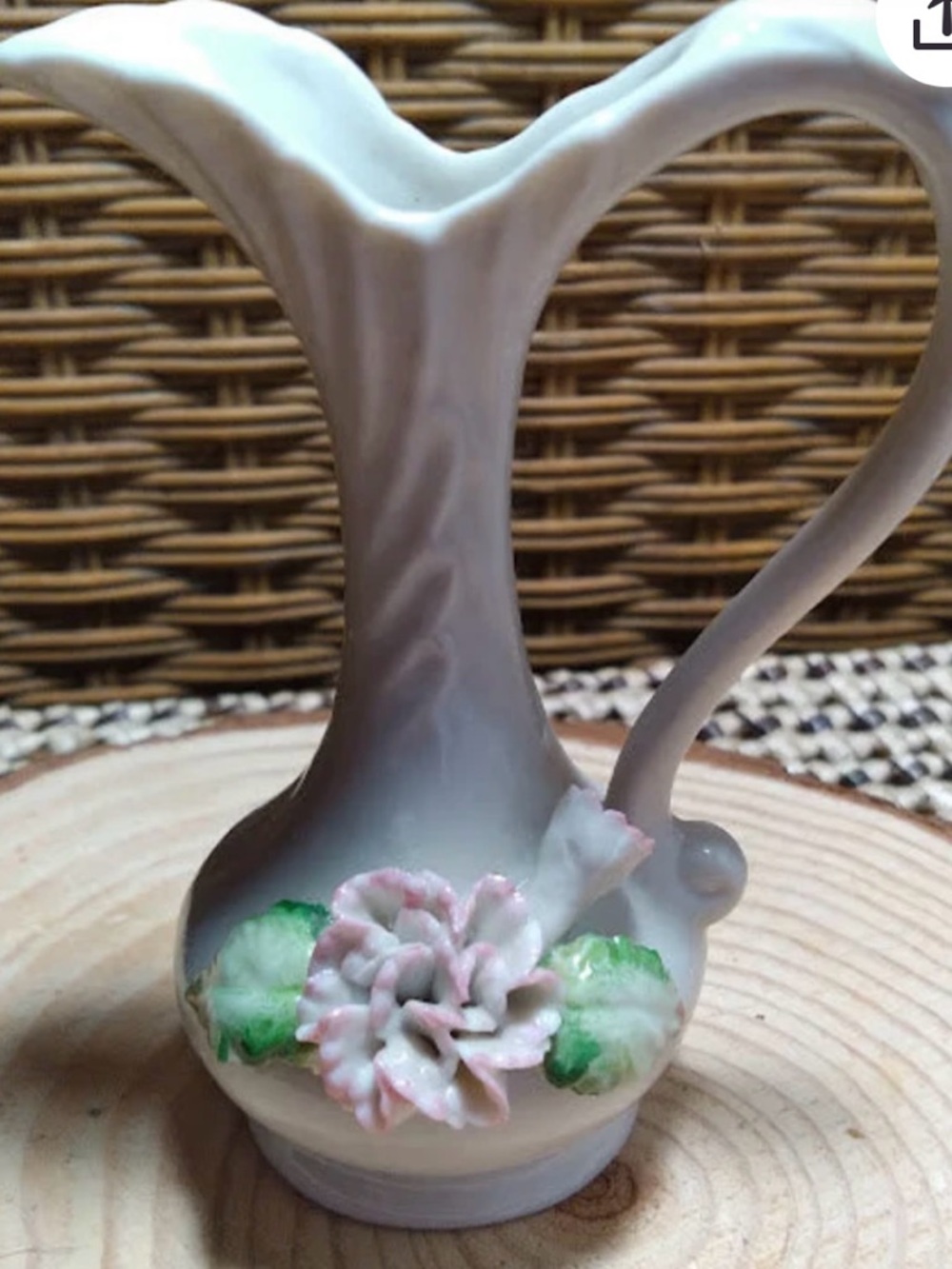 Vintage Capodimonte Rose Bud Vase/Pitcher Marked So Pretty